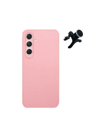 Kit Suporte Magnético Reforçado + Capa Silicone Líquido  para Samsung Galaxy S23 FE - Rosa