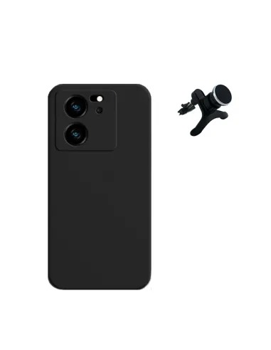 Kit Suporte Magnético Reforçado + Capa Silicone Líquido  para Xiaomi 13T - Preto