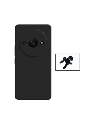 Kit Suporte Magnético Reforçado + Capa Silicone Líquido  para Xiaomi Redmi A3 - Preto