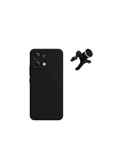 Kit Suporte Magnético Reforçado + Capa Silicone Líquido  para Xiaomi Redmi Note 13 4G - Preto