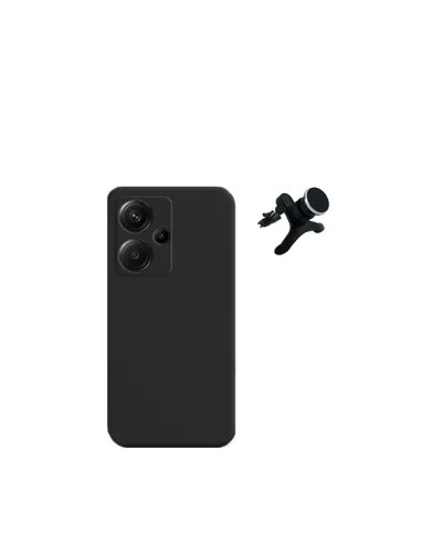 Kit Suporte Magnético Reforçado + Capa Silicone Líquido  para Xiaomi Redmi Note 13 Pro+ - Preto