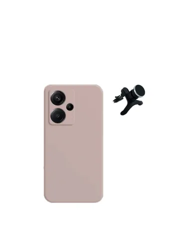 Kit Suporte Magnético Reforçado + Capa Silicone Líquido  para Xiaomi Redmi Note 13 Pro+ - Rosa