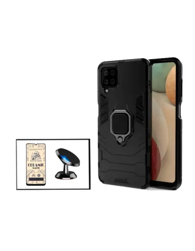 Kit Película CeramicGlass + Capa Military + Suporte Magnético para Samsung Galaxy A12