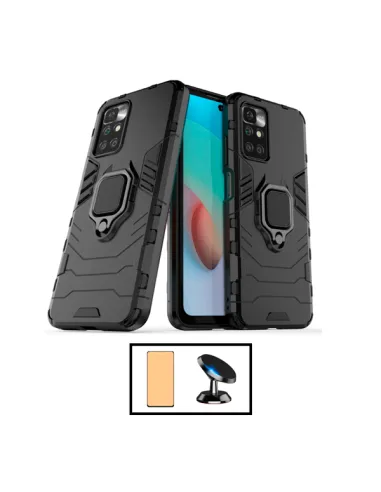 Kit Película CeramicGlass + Capa Military + Suporte Magnético para Xiaomi Redmi 10 Prime 2022 - Preto