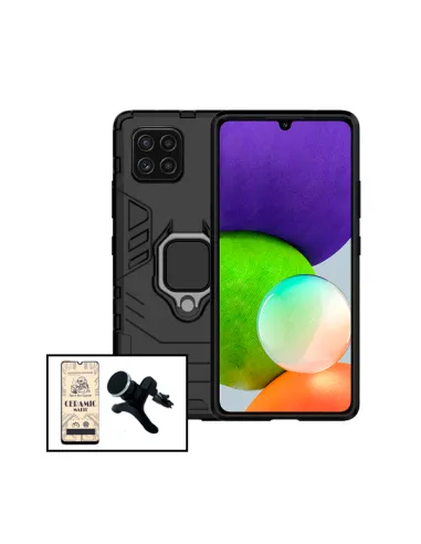 Kit Película CeramicGlass + Capa Military + Suporte Magnético Reforçado para Samsung Galaxy M22