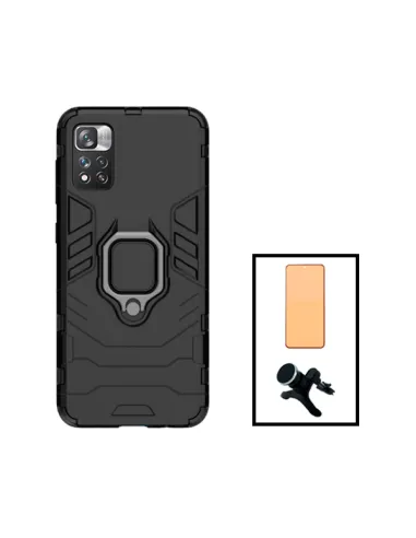 Kit Película CeramicGlass + Capa Military + Suporte Magnético Reforçado para Xiaomi Poco X4 NFC - Preto