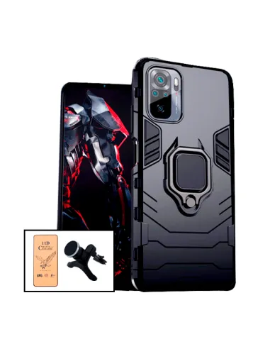 Kit Película CeramicGlass + Capa Military + Suporte Magnético Reforçado para Xiaomi Redmi Note 10