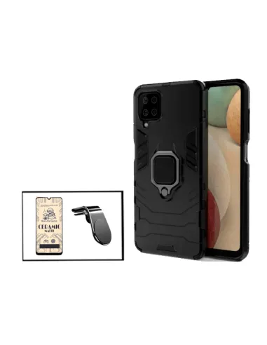 Kit Película CeramicGlass + Capa Military + Suporte Magnético L para Samsung Galaxy A12