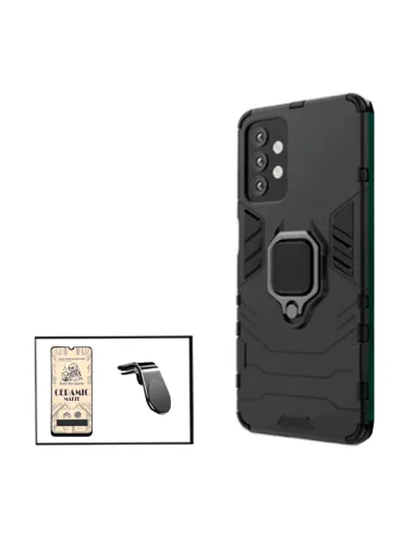 Kit Película CeramicGlass + Capa Military + Suporte Magnético L para Samsung Galaxy M32 5G