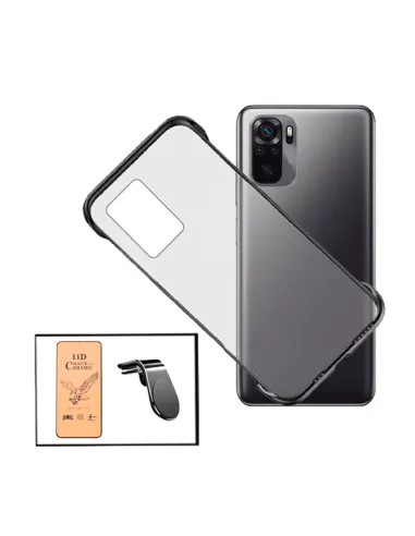 Kit Película CeramicGlass + Capa Bumper + Suporte Magnético L - Preto para Xiaomi Redmi Note 10s