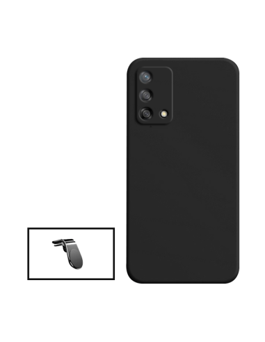 Kit Suporte Magnético L Safe Driving Carro + Capa Silicone Líquido para Oppo Reno6 Lite - Preto