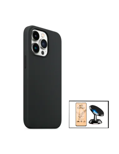 Kit Película CeramicGlass + Capa Silicone Líquido + Suporte Magnético para iPhone 13