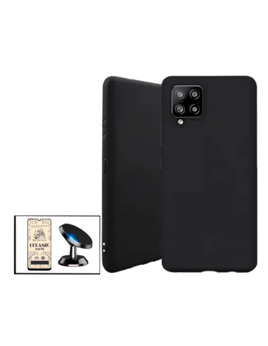 Kit Película CeramicGlass + Capa Silicone Líquido + Suporte Magnético para Samsung Galaxy A42 5G