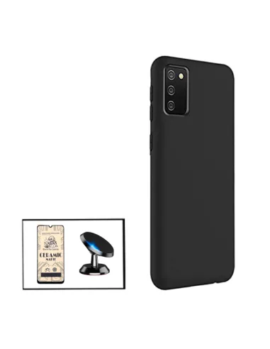 Kit Película CeramicGlass + Capa Silicone Líquido + Suporte Magnético para Samsung Galaxy F02s