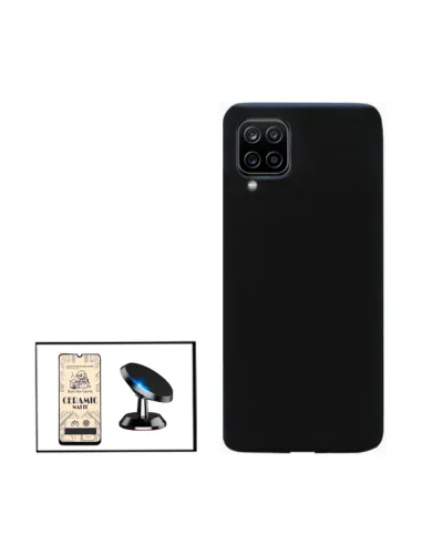 Kit Película CeramicGlass + Capa Silicone Líquido + Suporte Magnético para Samsung Galaxy F12