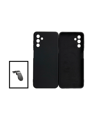 Kit Suporte Magnético L Safe Driving Carro + Capa Silicone Líquido para Samsung Galaxy A13 5G - Preto