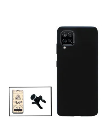 Kit Película CeramicGlass + Capa Silicone Líquido + Suporte Magnético Reforçado para Samsung Galaxy A12