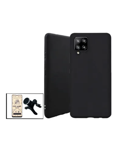 Kit Película CeramicGlass + Capa Silicone Líquido + Suporte Magnético Reforçado para Samsung Galaxy A42 5G