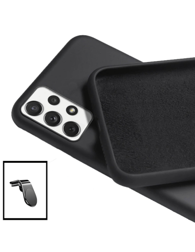 Kit Suporte Magnético L Safe Driving Carro + Capa Silicone Líquido para Samsung Galaxy M32 5G