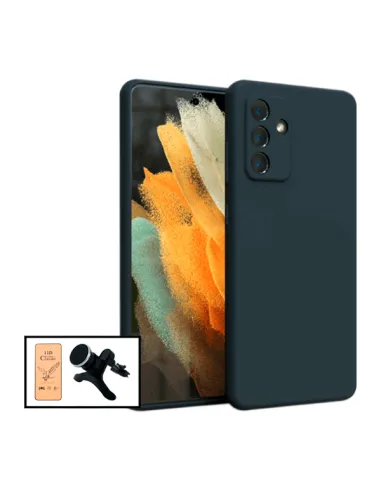 Kit Película CeramicGlass + Capa Silicone Líquido + Suporte Magnético Reforçado para Samsung Galaxy M52 5G