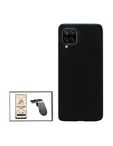 Kit Película CeramicGlass + Capa Silicone Líquido + Suporte Magnético L para Samsung Galaxy A12