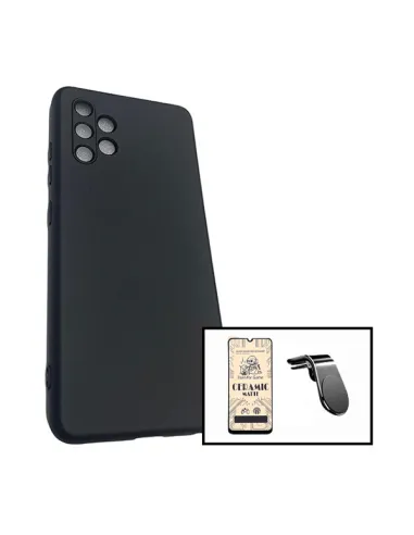 Kit Película CeramicGlass + Capa Silicone Líquido + Suporte Magnético L para Samsung Galaxy A32 4G