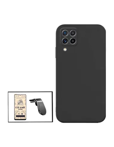 Kit Película CeramicGlass + Capa Silicone Líquido + Suporte Magnético L para Samsung Galaxy F22