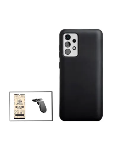 Kit Película CeramicGlass + Capa Silicone Líquido + Suporte Magnético L para Samsung Galaxy M32 5G