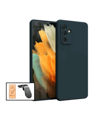 Kit Película CeramicGlass + Capa Silicone Líquido + Suporte Magnético L para Samsung Galaxy M52 5G