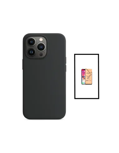 Kit Película CeramicGlass + Capa Silicone Líquido para Apple iPhone 14 - Preto