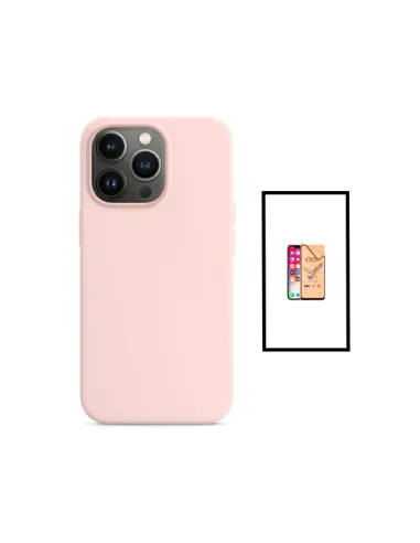 Kit Película CeramicGlass + Capa Silicone Líquido para Apple iPhone 14 - Rosa