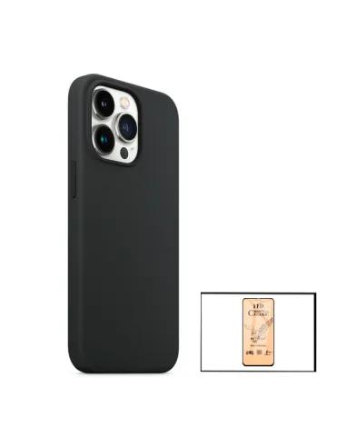 Kit Película CeramicGlass + Capa Silicone Líquido para iPhone 13