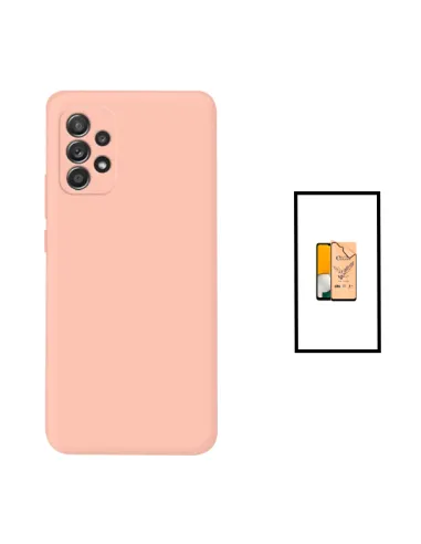 Kit Película CeramicGlass + Capa Silicone Líquido para Samsung Galaxy A23 5G - Rosa