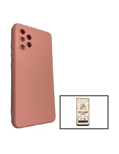 Kit Película CeramicGlass + Capa Silicone Líquido para Samsung Galaxy A32 4G - Rosa