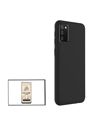 Kit Película CeramicGlass + Capa Silicone Líquido para Samsung Galaxy M02s