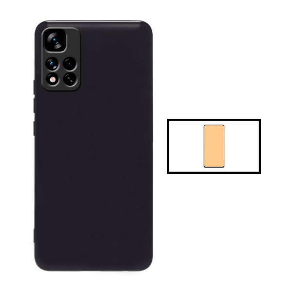Kit Película CeramicGlass + Capa Silicone Líquido para Xiaomi Redmi 10 Prime 2022 - Preto