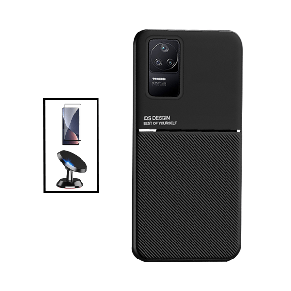 Kit Capa Magnetic Lux + 5D Full Cover + Suporte Magnético de Carro para Xiaomi Redmi K40S - Preto