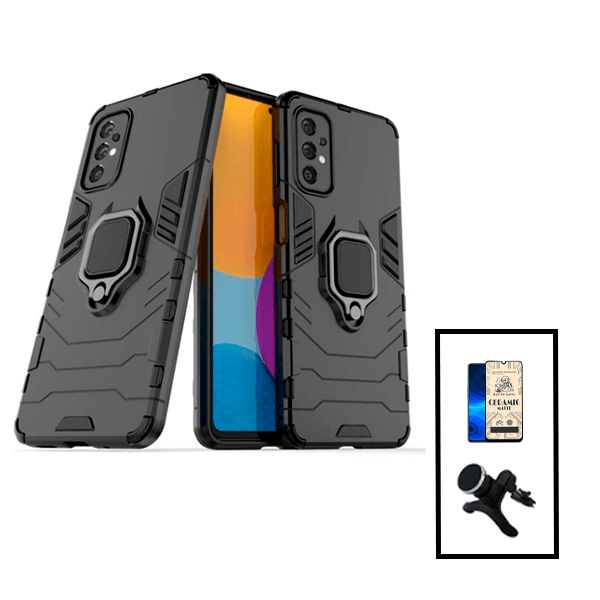 Kit Película CeramicGlass + Capa 3X1 Military Defender + Suporte Magnético de Carro Reforçado para Samsung Galaxy A23 5G - Preto