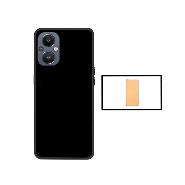 Kit Película CeramicGlass + Capa Silicone Líquido para Oppo Reno7 Lite - Preto