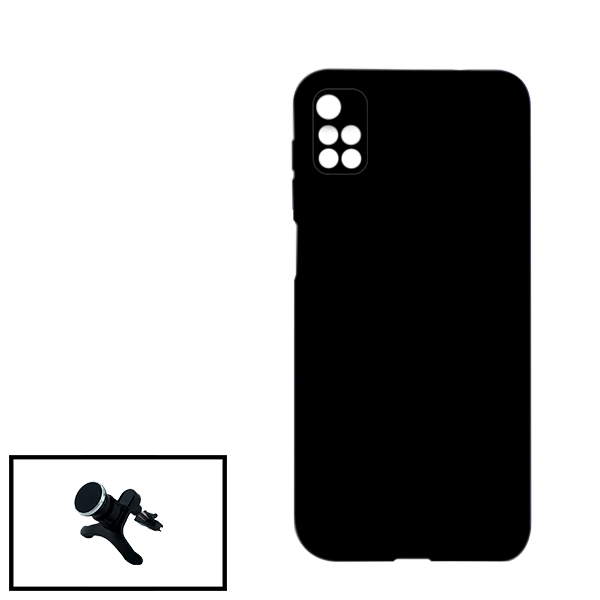 Kit Suporte Magnético Reforçado de Carro + Capa Silicone Líquido para Xiaomi Redmi 10 - Preto