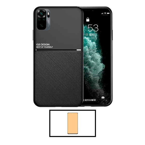 Kit Capa Magnetic Lux + Película CeramicGlass para Xiaomi Redmi 10 Prime 2022 - Preto