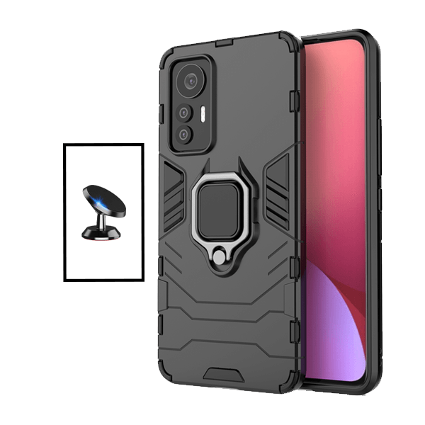 Kit Suporte Magnético de Carro + Capa 3X1 Military Defender para Xiaomi 12S Pro - Preto