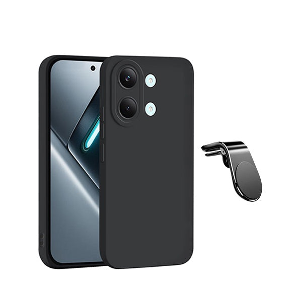 Kit Suporte L + Capa Silicone Líquido PHONECARE Para Xiaomi Poco X8 Pro Max - Preto