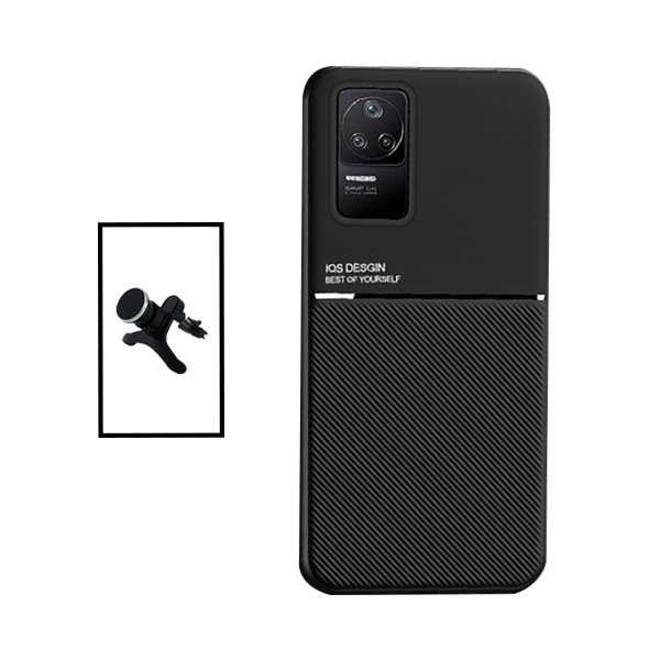 Kit Capa Magnetic Lux + Suporte Magnético de Carro Reforçado para Xiaomi Poco F4 5G - Preto