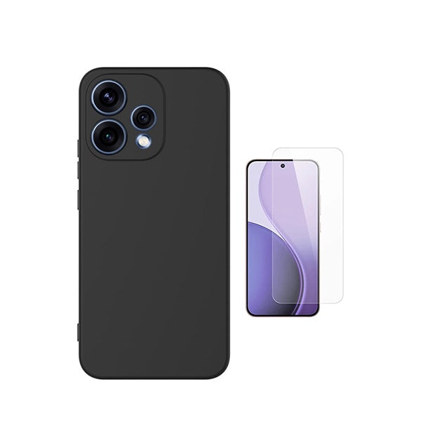 Kit Vidro Clearglass + Capa Silicone Líquido PHONECARE Para Oppo Reno15 - Preto