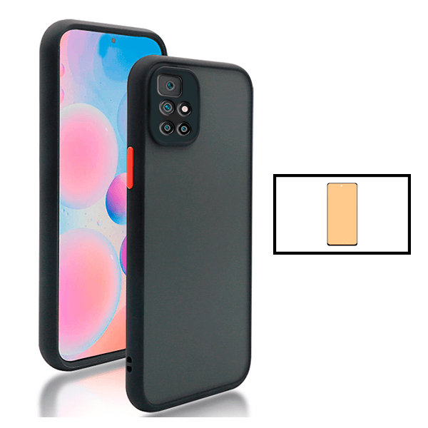 Kit Capa Anti Choque Camera Protection + Vidro Temperado CeramicGlass para Xiaomi Redmi 10 Prime 2022 - Preto