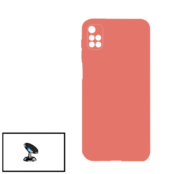 Kit Suporte Magnético de Carro + Capa Silicone Líquido para Xiaomi Redmi 10 Prime - Rosa