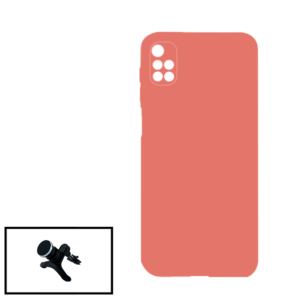 Kit Suporte Magnético Reforçado de Carro + Capa Silicone Líquido para Xiaomi Redmi 10 - Rosa