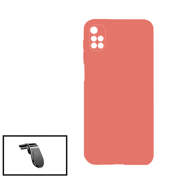 Kit Suporte Magnético L Safe Driving Carro + Capa Silicone Líquido para Xiaomi Redmi 10 Prime - Rosa