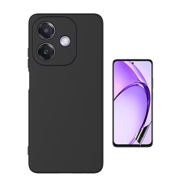 Kit Película Hydrogel Frente + Capa Silicone Líquido Para Oppo A3 5G - Preto